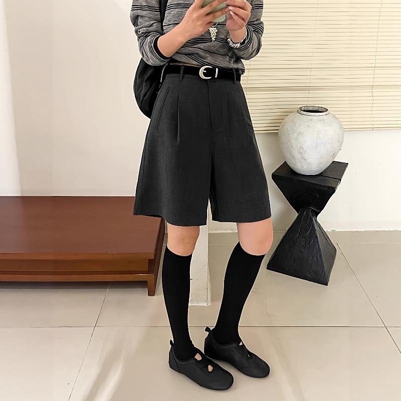 西装阔腿五分裤女欧货2025秋季新款宽松显瘦a版休闲中裤短裤靴裤