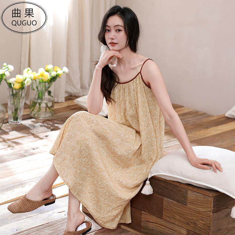 2026新款带胸垫性感纯欲睡裙女夏季薄款凉感梭织莱赛尔吊带连衣裙