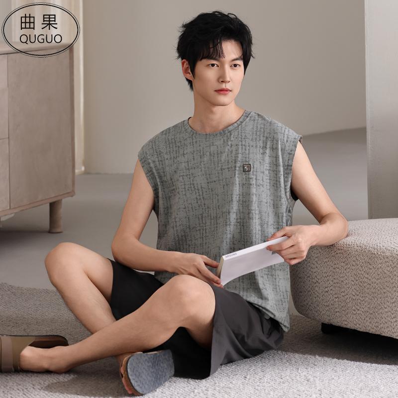 2026新款男士睡衣夏季薄款莫代尔棉无袖背心短裤夏天家居服套装