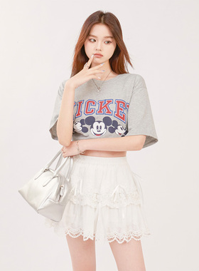 KRO复古法式蕾丝蝴蝶结白色芭蕾蛋糕裙2024新款显瘦公主A字半身裙