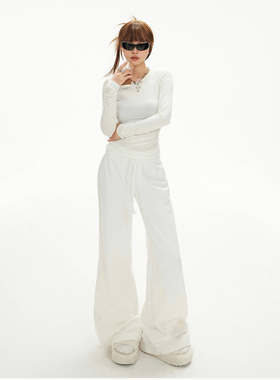 KRO美式复古修身显瘦百搭卫裤垂感慵懒休闲基础款女秋冬休闲长裤