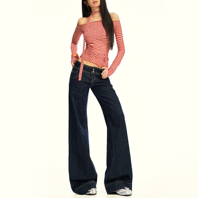 KRO美式复古丹宁直筒牛仔裤