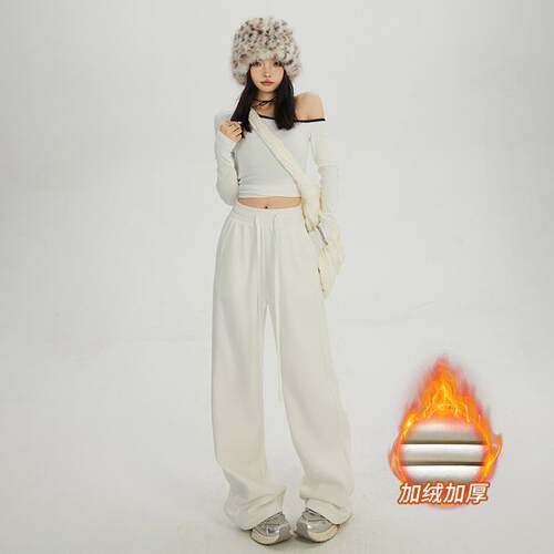 KRO白色宽松休闲运动卫裤