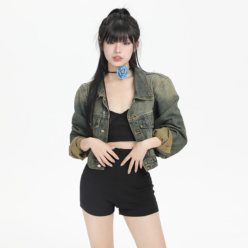 KRO美式辣妹短款牛仔外套