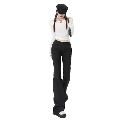 KRO百叶裤腿西装裤显瘦百搭