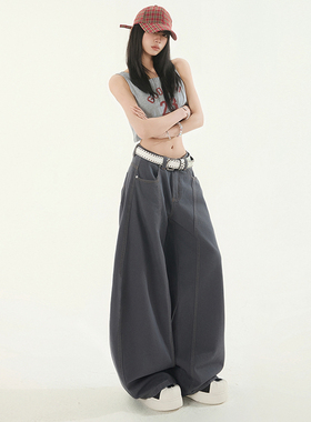 KRO新款美式复古弯刀设计感牛仔裤女宽松廓形日常百搭潮流长裤