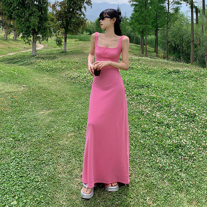 KRO美式纯欲高级连衣裙2024春夏新款修身显瘦弹力吊带连衣长裙,女装/女士精品,连衣裙,淘宝优惠券,粉丝福利购,淘宝优惠卷