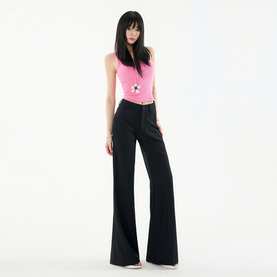 黑色喇叭裤女秋2025新款修身显瘦