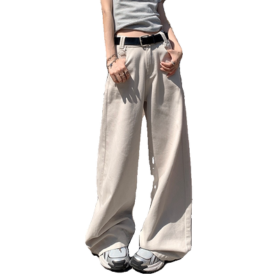 KRO阔腿牛仔裤高腰显瘦直筒