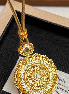 金店同款转动花丝八宝罗盘编绳项链一套
