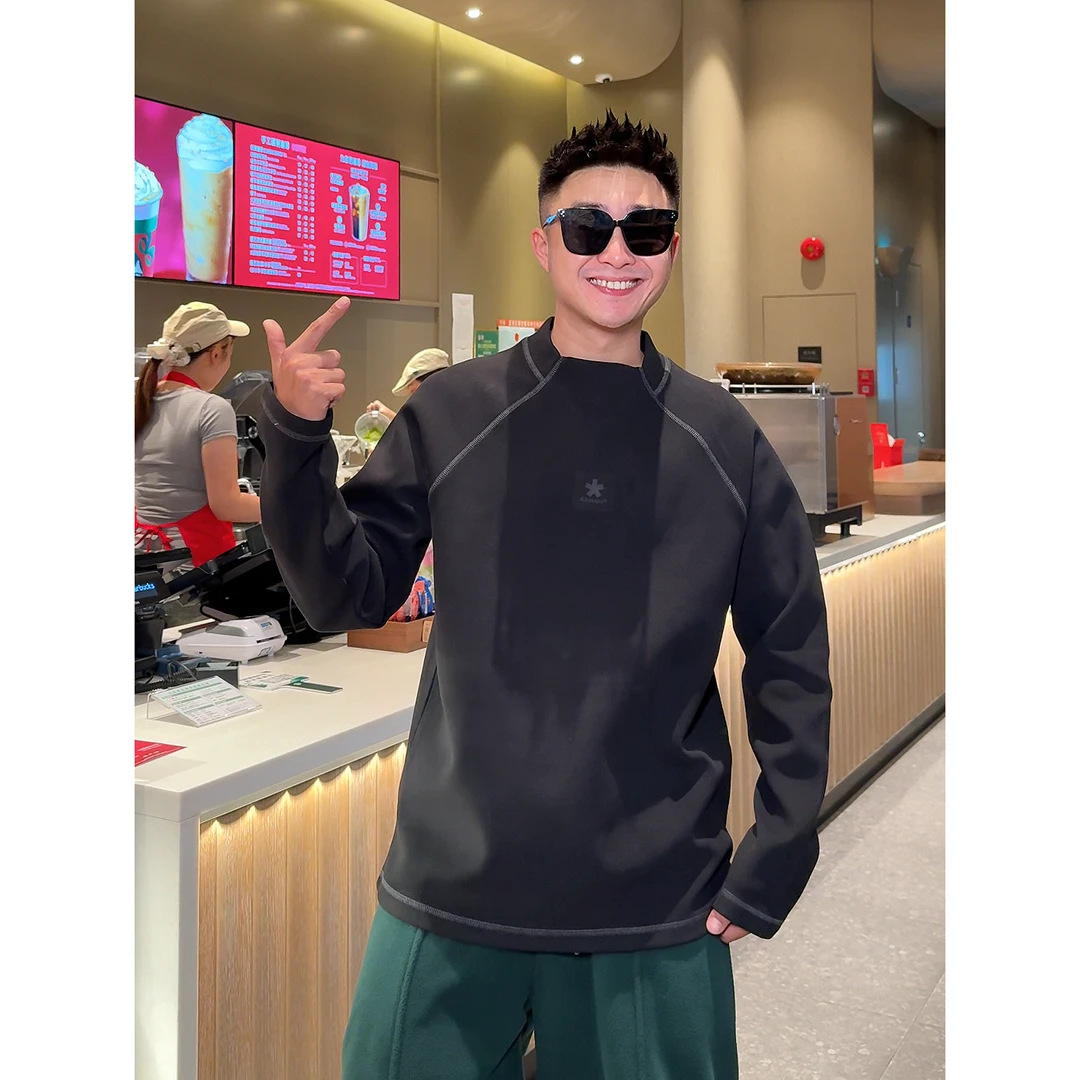 YULE语乐 2025秋冬空气层卫衣高弹宽中领大火炉打底衫