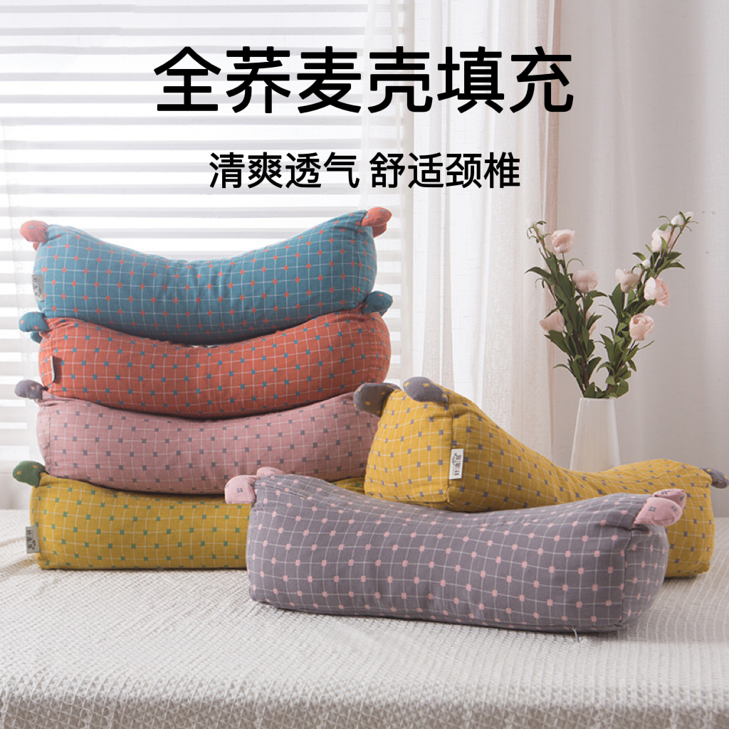 老虎枕护颈椎助睡眠纯棉荞麦壳