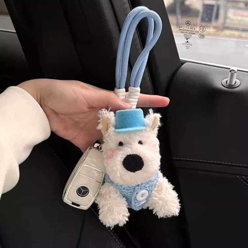 网红爆款西高地毛绒挂件公仔可爱潦草小狗包包挂饰车载摆件小礼物