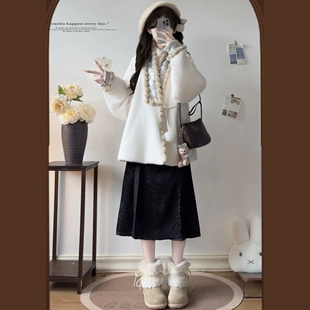 原创汉服女【暖暖】明制改良日常交领飞机袖外套汉元素套装冬季款