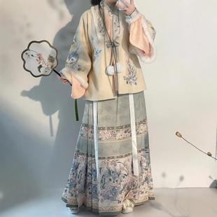 原创汉服女【龙子】明制加绒合领披袄里衣马面裙套装拜年服冬款