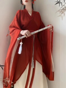 原创汉服女【朱砂】魏晋风南北朝红色古装战国袍交领大袖襦夏季款