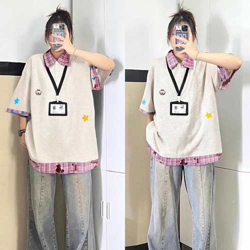 300斤大码胖mm休闲宽松百搭t恤女