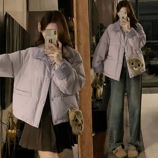 特大码 学院风加厚保暖休闲棉服女胖mm小个子百搭宽松棉衣外套 女装