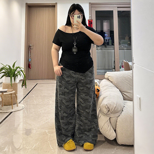 特大码女装高街vibe风牛仔裤女裤