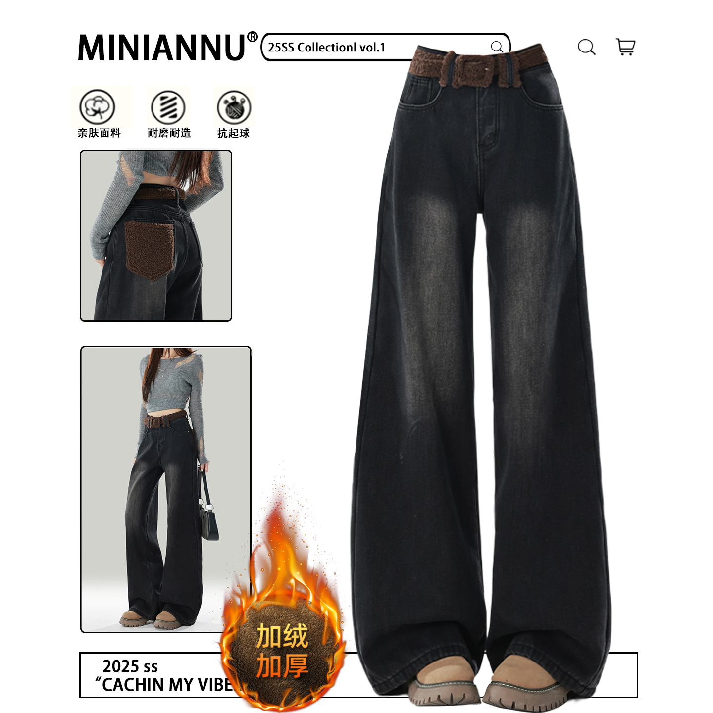 特大码韩版宽松高腰遮肉阔腿裤女