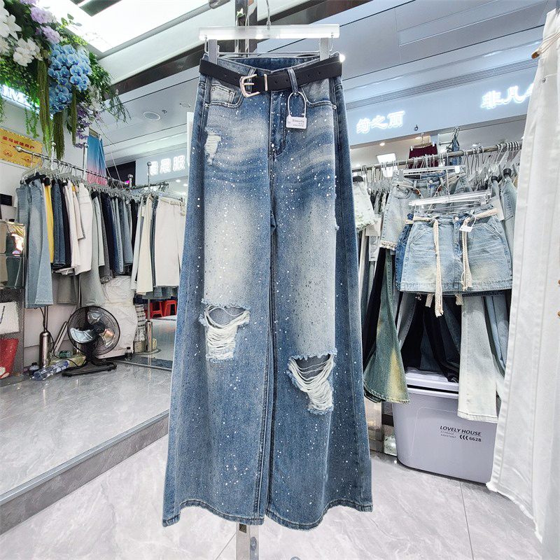 大码女装高腰宽松显瘦牛仔裤女裤