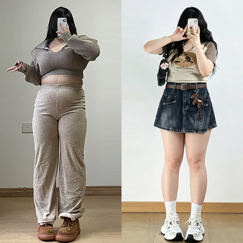 胖mm大码高街oversiz牛仔裙裤女