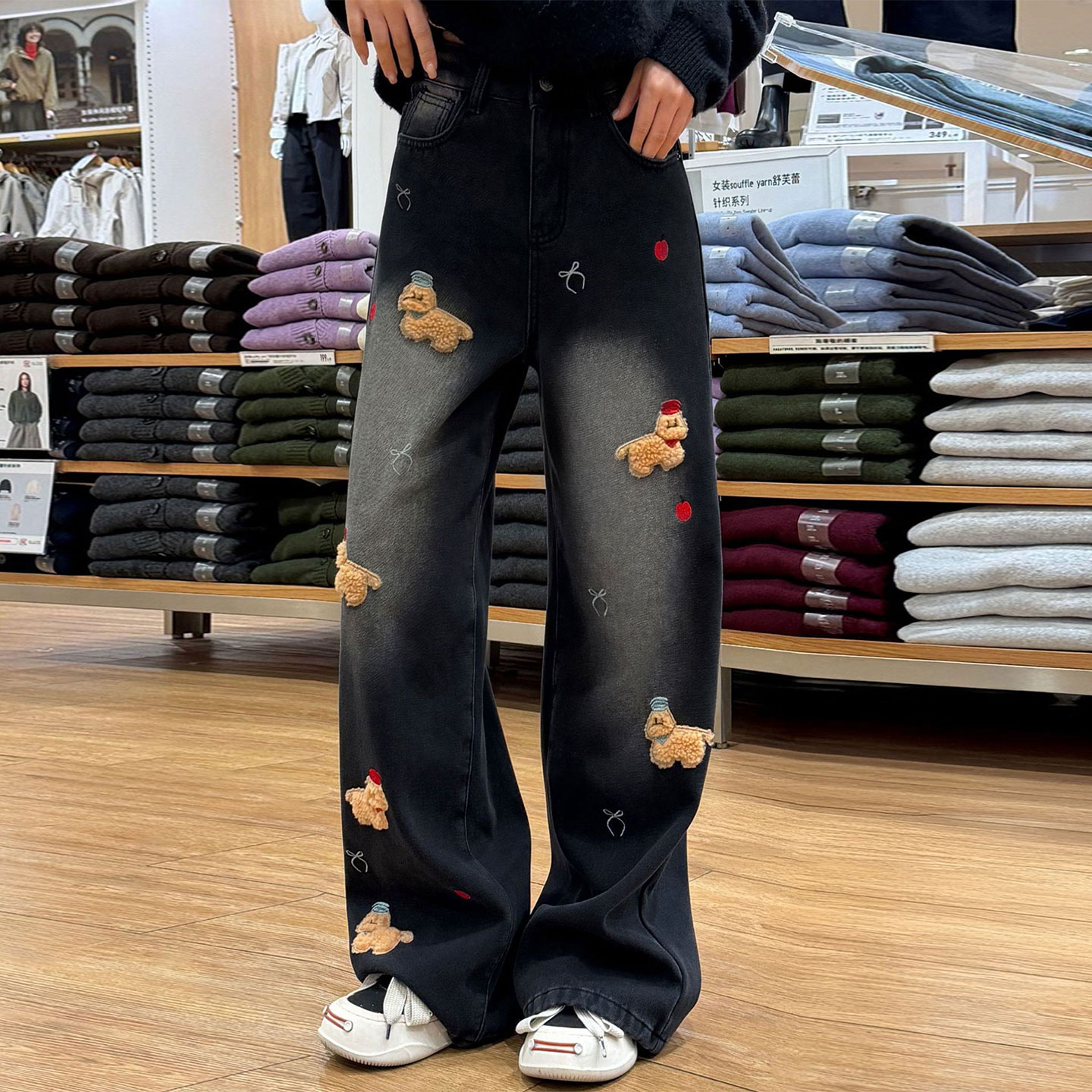 大码女装胖mm宽松休闲高腰直筒裤