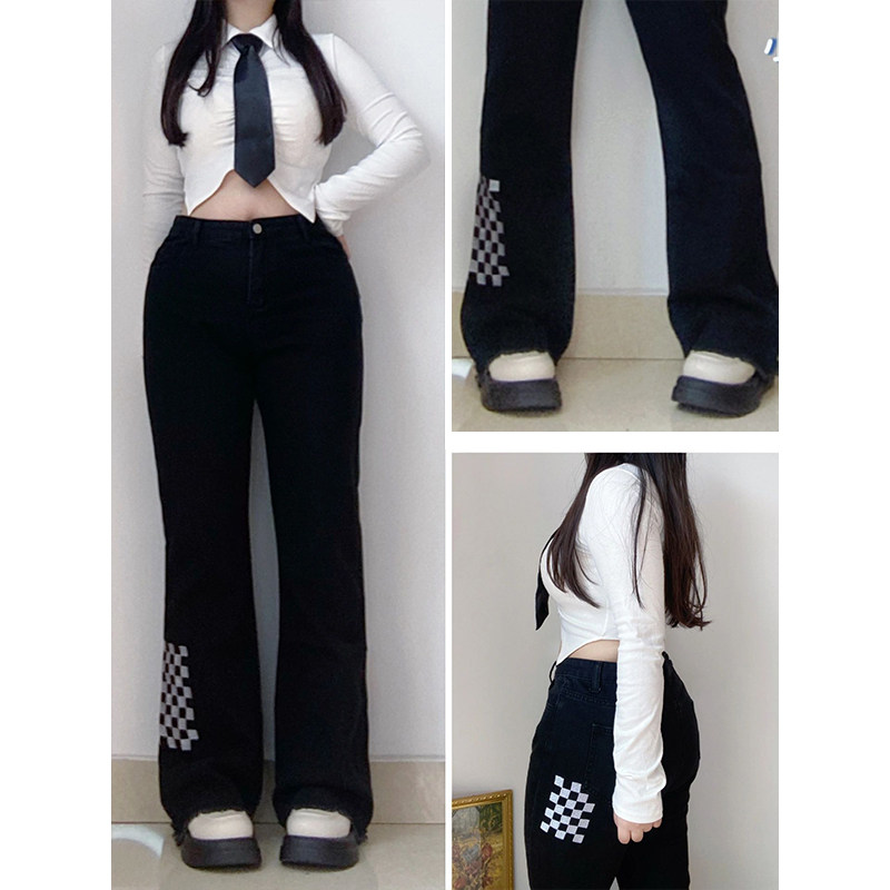 300斤特大码女装胖MM显瘦遮胯牛仔裤女松紧腰美式复古高腰微喇裤,女装/女士精品,大码裤装,淘宝优惠券,粉丝福利购,淘宝优惠卷