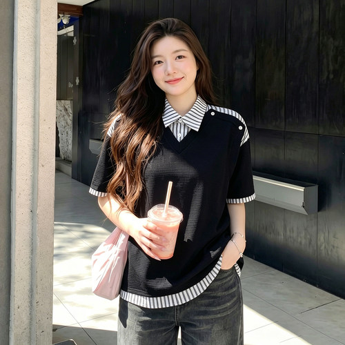 特大码女装胖mm慵懒感休闲上衣女