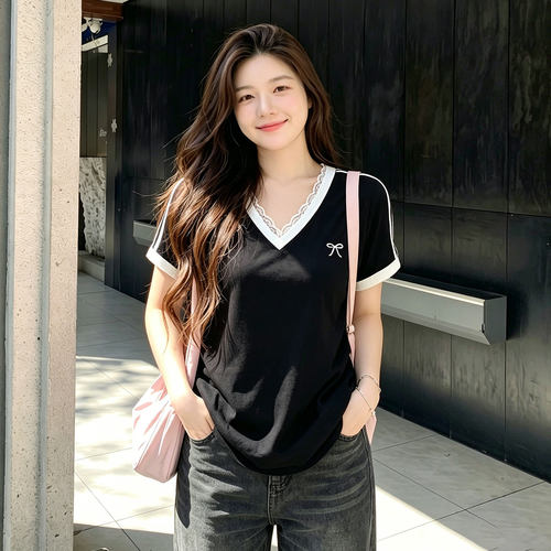 特大码慵懒风百搭休闲运动短袖女