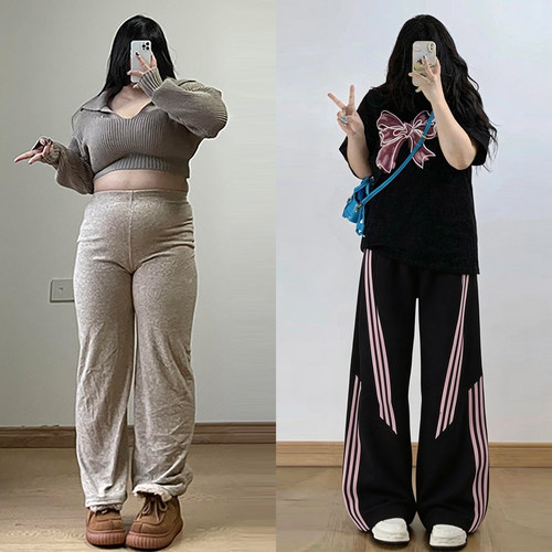 大码女装慵懒风时尚宽松直筒裤女