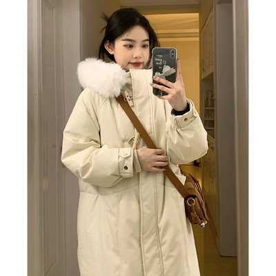 特大码胖mm中长款过膝连帽棉服女