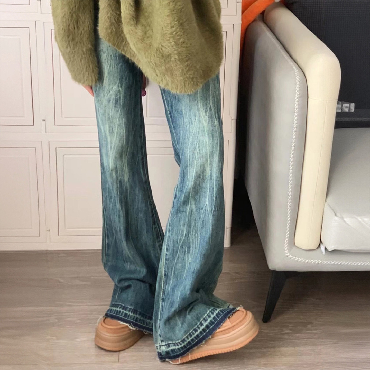 300斤大码女装胖mm蓝色高腰弹力微喇牛仔裤女韩版ins显瘦喇叭裤子,女装/女士精品,大码裤装,淘宝优惠券,粉丝福利购,淘宝优惠卷