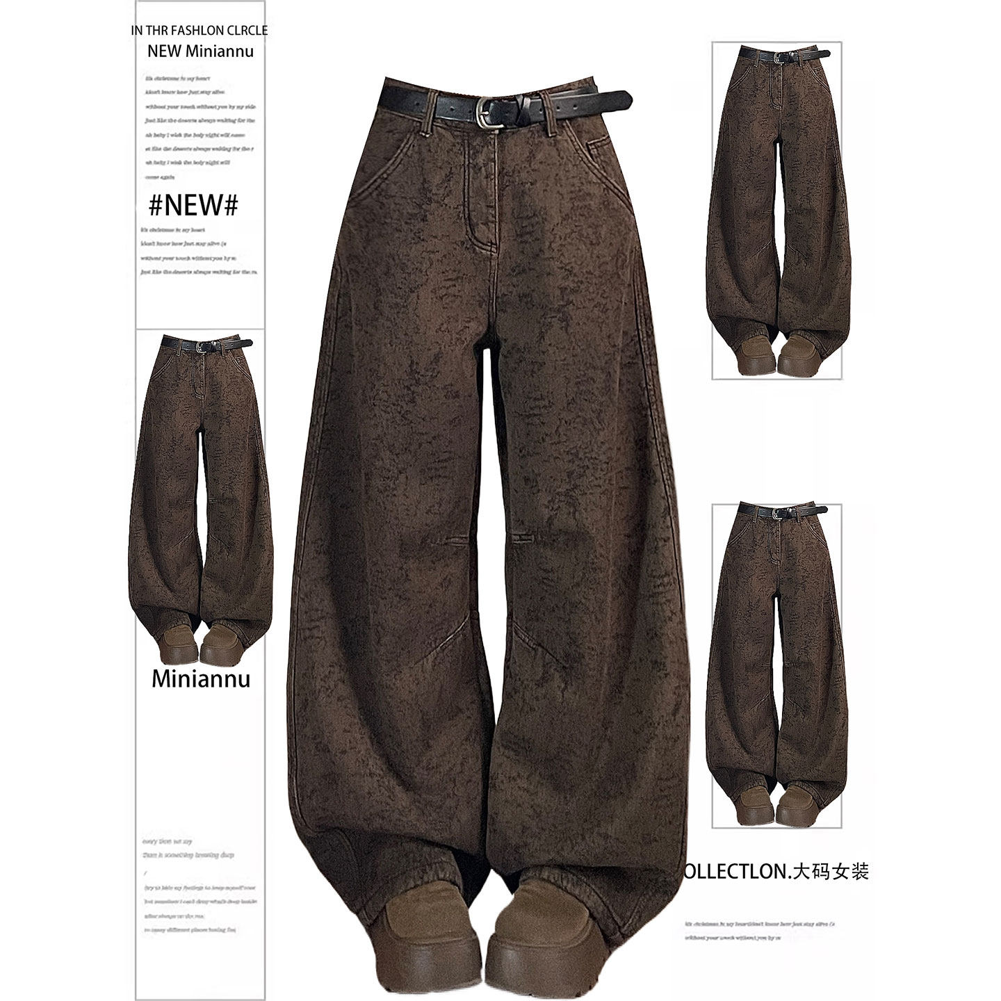 特大码女装复古美拉德牛仔裤女胖mm小个子显瘦不贴腿弯刀阔腿裤子,女装/女士精品,大码裤装,淘宝优惠券,粉丝福利购,淘宝优惠卷