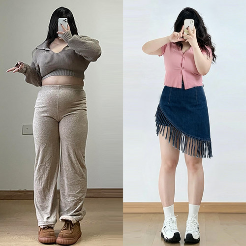 300斤胖mm大码不对称显瘦裙子女
