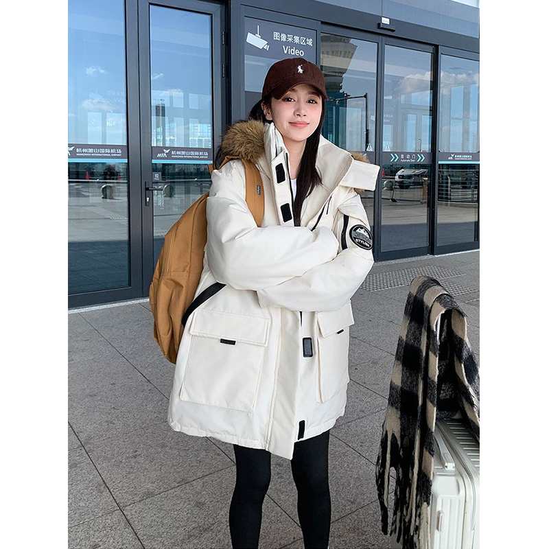 特大码韩系ins宽松百搭白色棉服