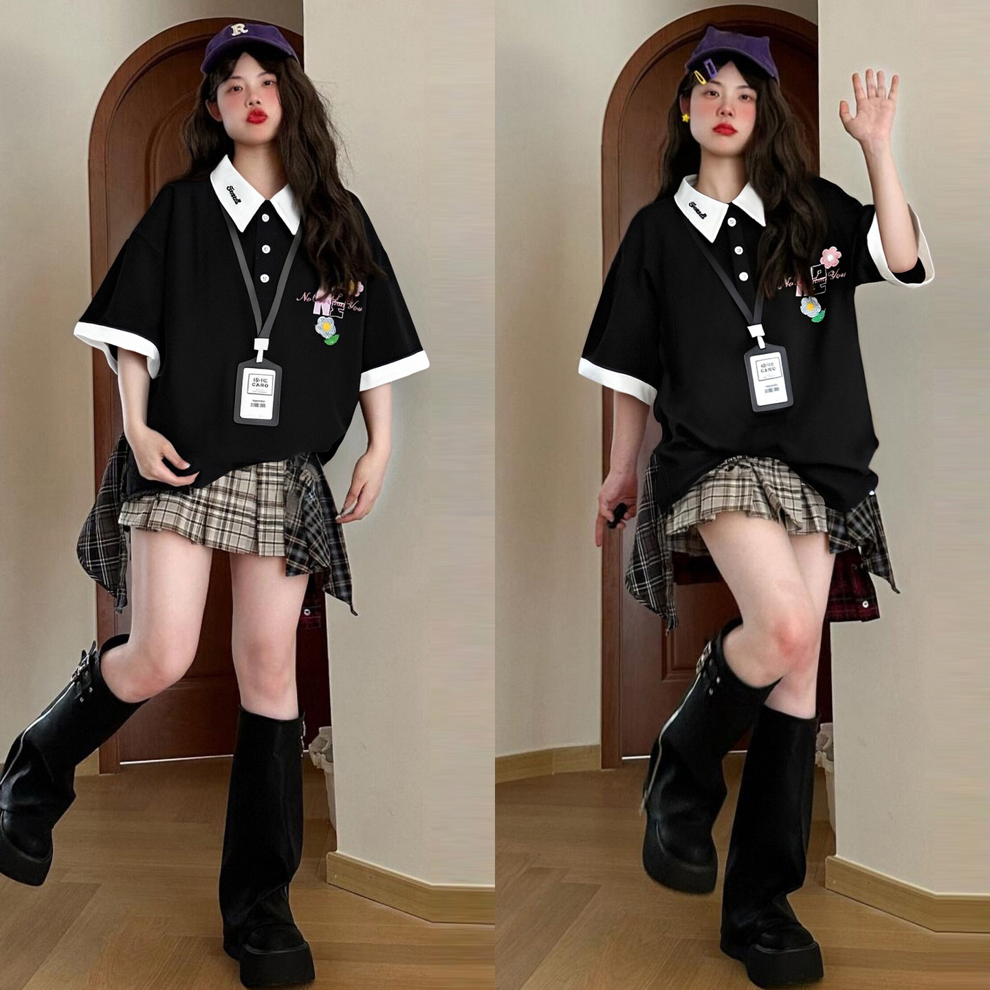 胖mm大码字母刺绣学院风减龄上衣