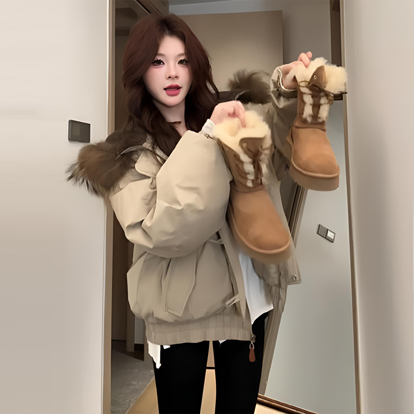 大码女装胖mm时尚百搭设计感棉衣