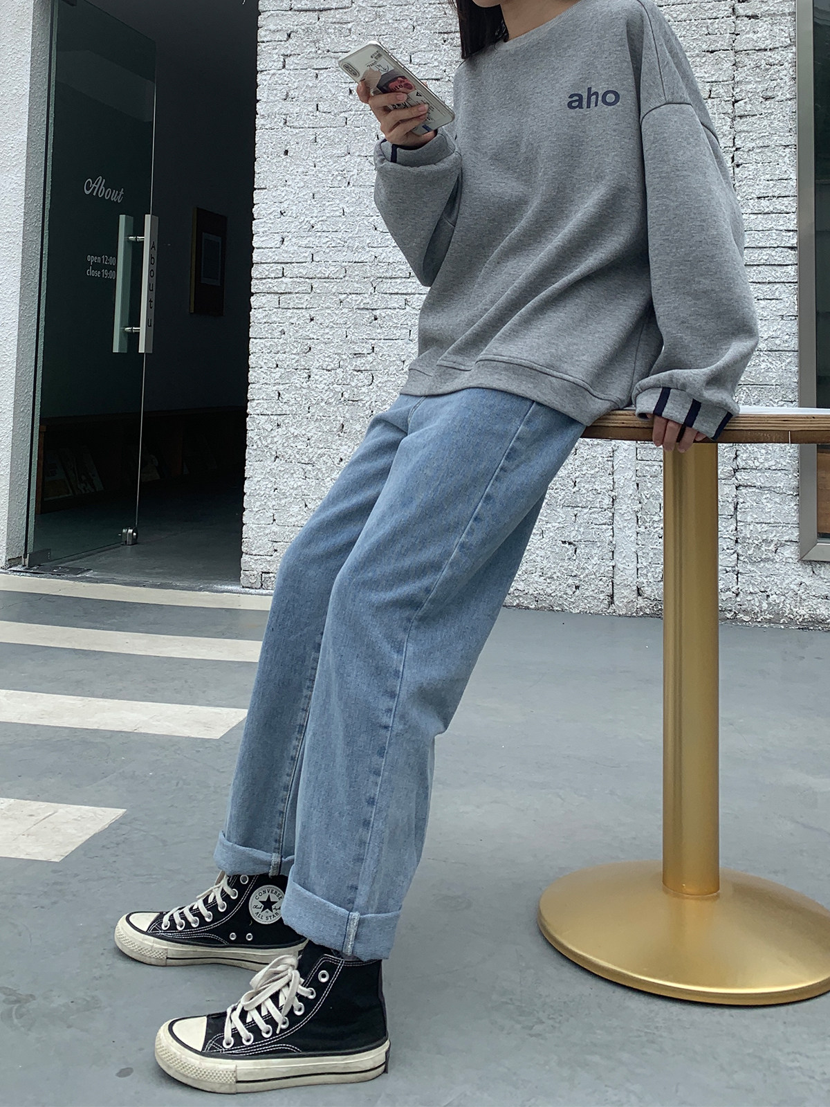 300 POUNDS EXTRA LARGE SIZE FAT MM HIGH WAIST SMOKE GRAY FLEECE THICKENED JEANS WOMENS LOOSE AND THIN STRAIGHT-LEG WIDE-LEG PANTS