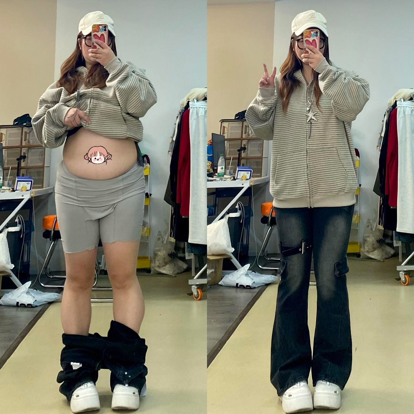 大码女装复古辣妹风显瘦牛仔裤女