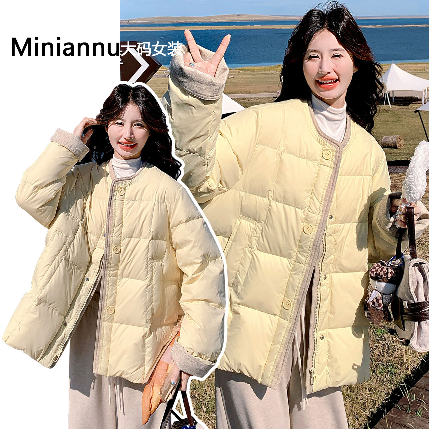 大码女装胖mm慵懒风简约时尚棉袍