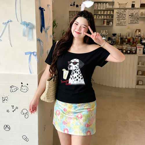 大码胖mm巨遮肚夏装慵懒风短袖女