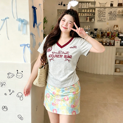 胖mm大码女装收腰显瘦减龄上衣女