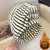 胖mm大码 子 女高腰垂坠感宽松加厚直筒裤 美式 条纹设计感加绒休闲裤