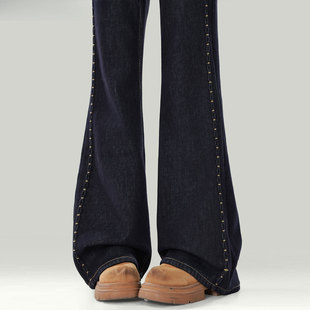 高腰设计感显瘦微喇裤 特大码 女2026新款 穿搭高街牛仔裤 子 胖mm美式