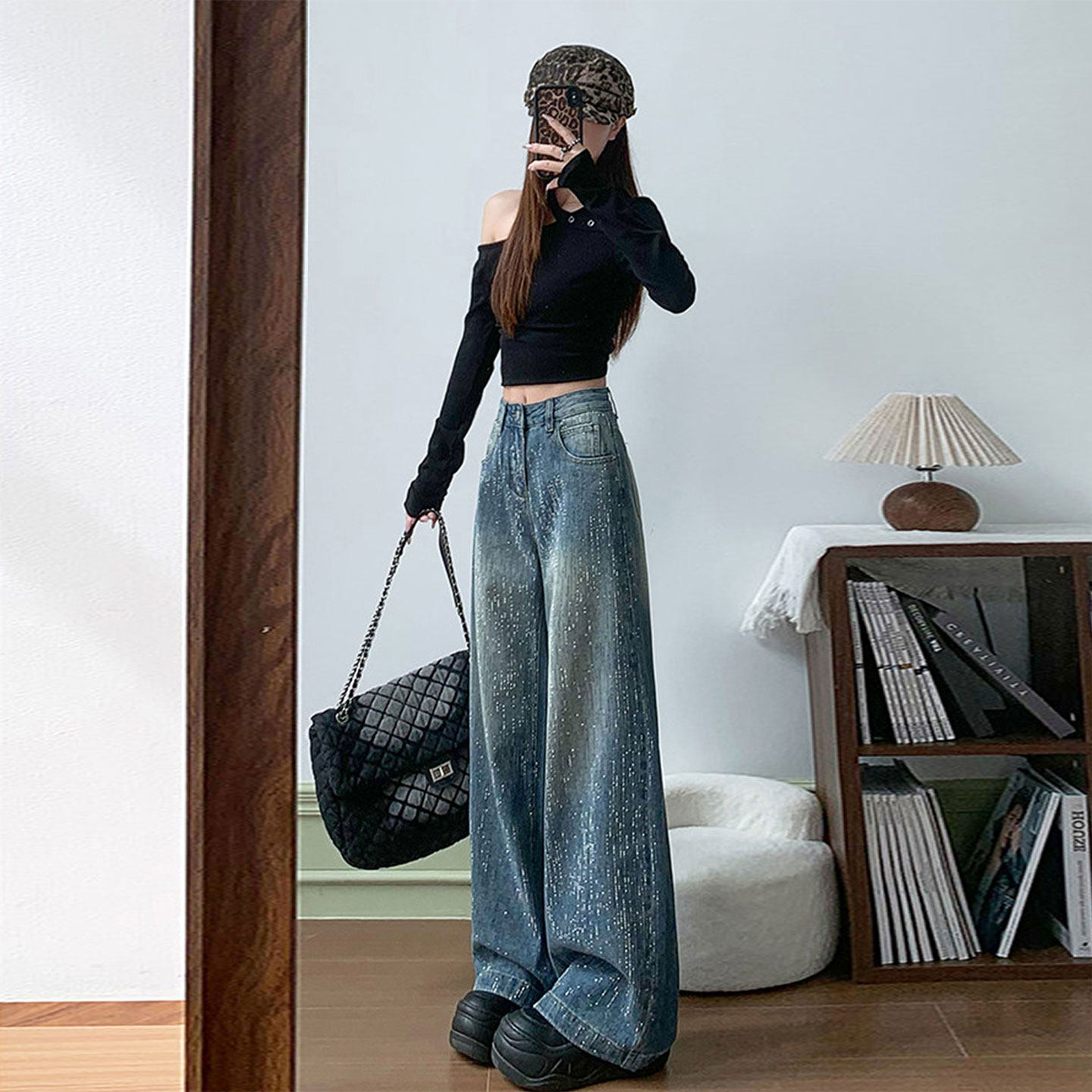 胖mm美式满天星烫钻牛仔裤女特大码显瘦裤子韩系气质慵懒风直筒裤,女装/女士精品,大码裤装,淘宝优惠券,粉丝福利购,淘宝优惠卷