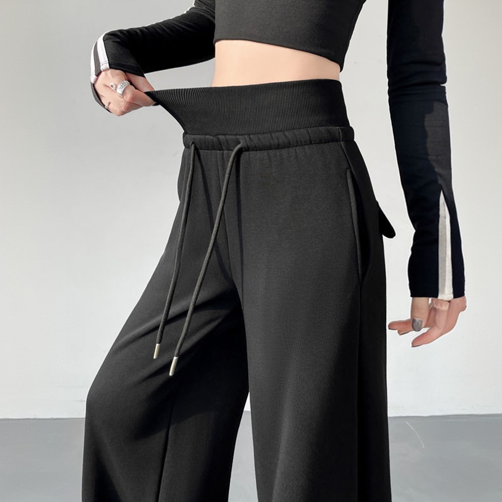 大码女装美式高街运动卫裤女胖mm高腰垂感休闲裤宽松显瘦阔腿长裤,女装/女士精品,大码裤装,淘宝优惠券,粉丝福利购,淘宝优惠卷