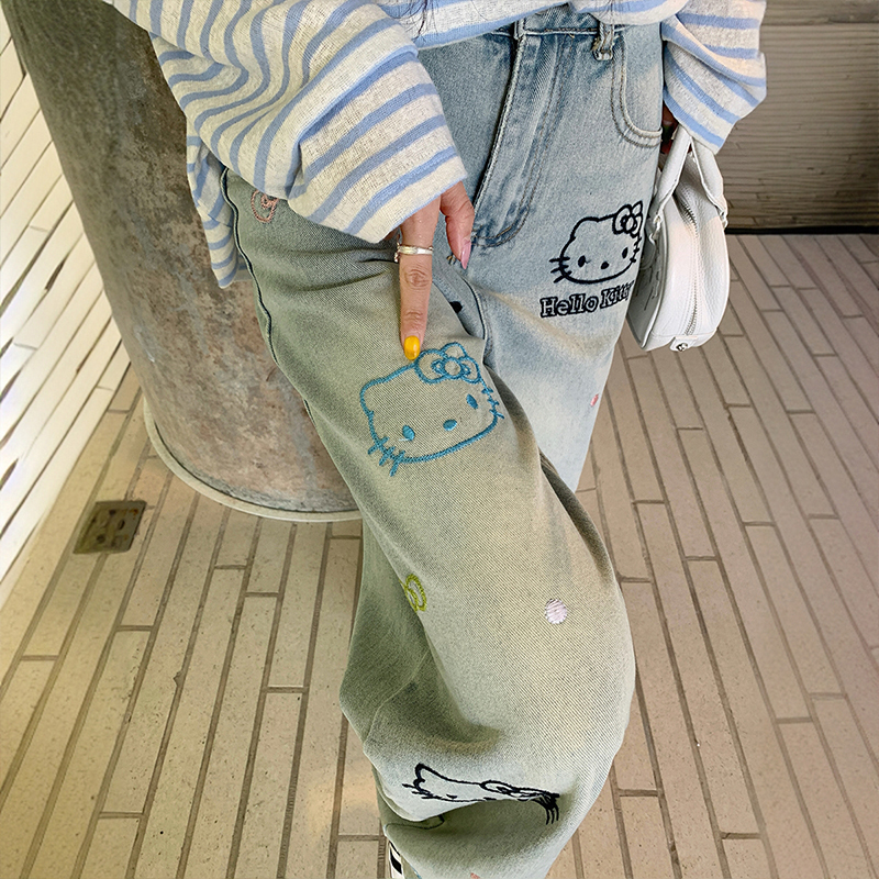 300斤大码梨型遮胯显瘦牛仔裤女
