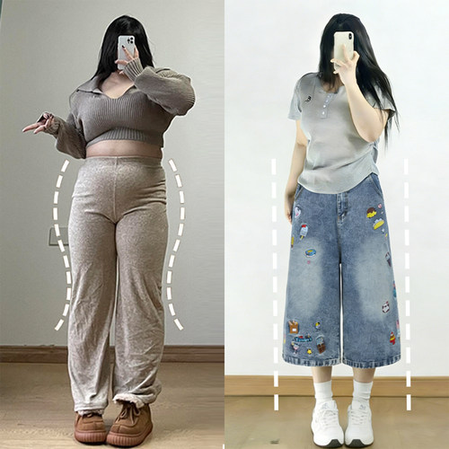 300斤特大码学生宽松牛仔裤子女
