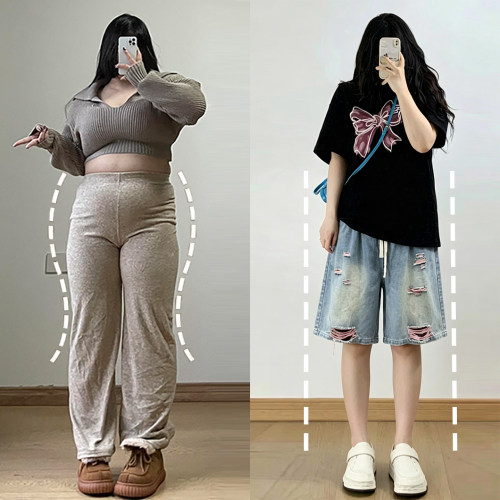 大码女装慵懒风时尚宽松直筒裤女